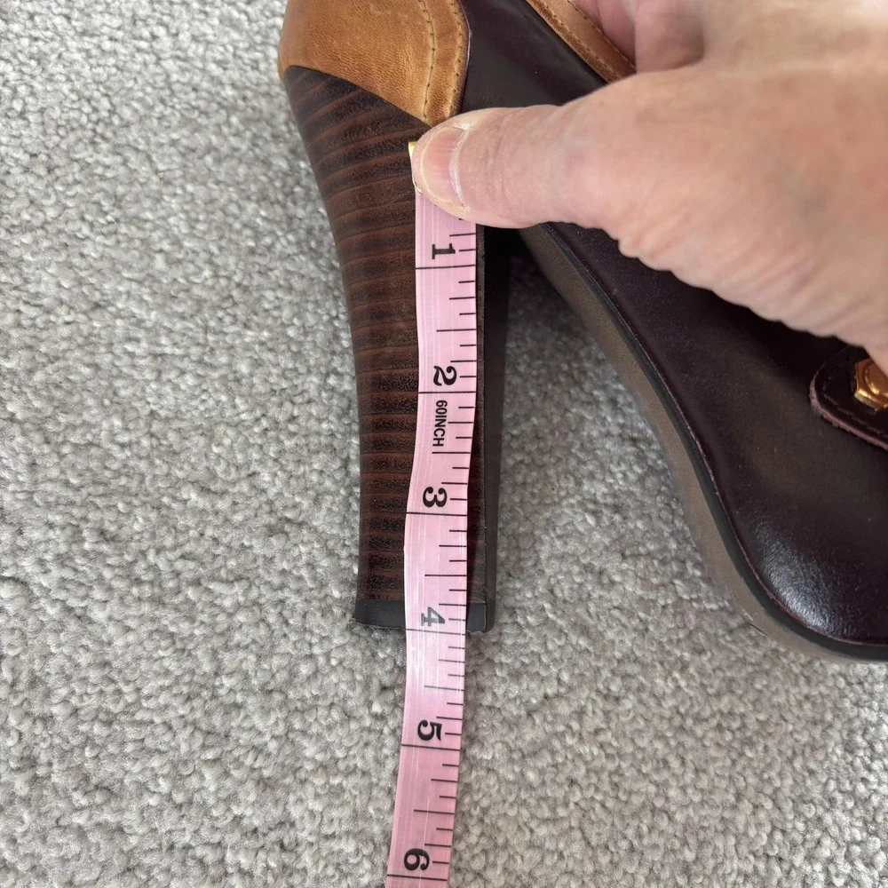 Naughty Monkey Retro Glam Platform Loafer 7.5 Brown Leather Two‎ Tone Heels